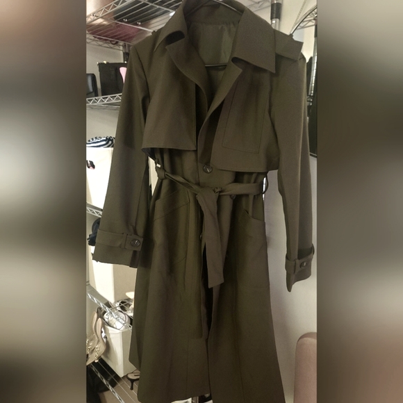Ladies long Olive Green button down trench coat only worn once. - Picture 1 of 1